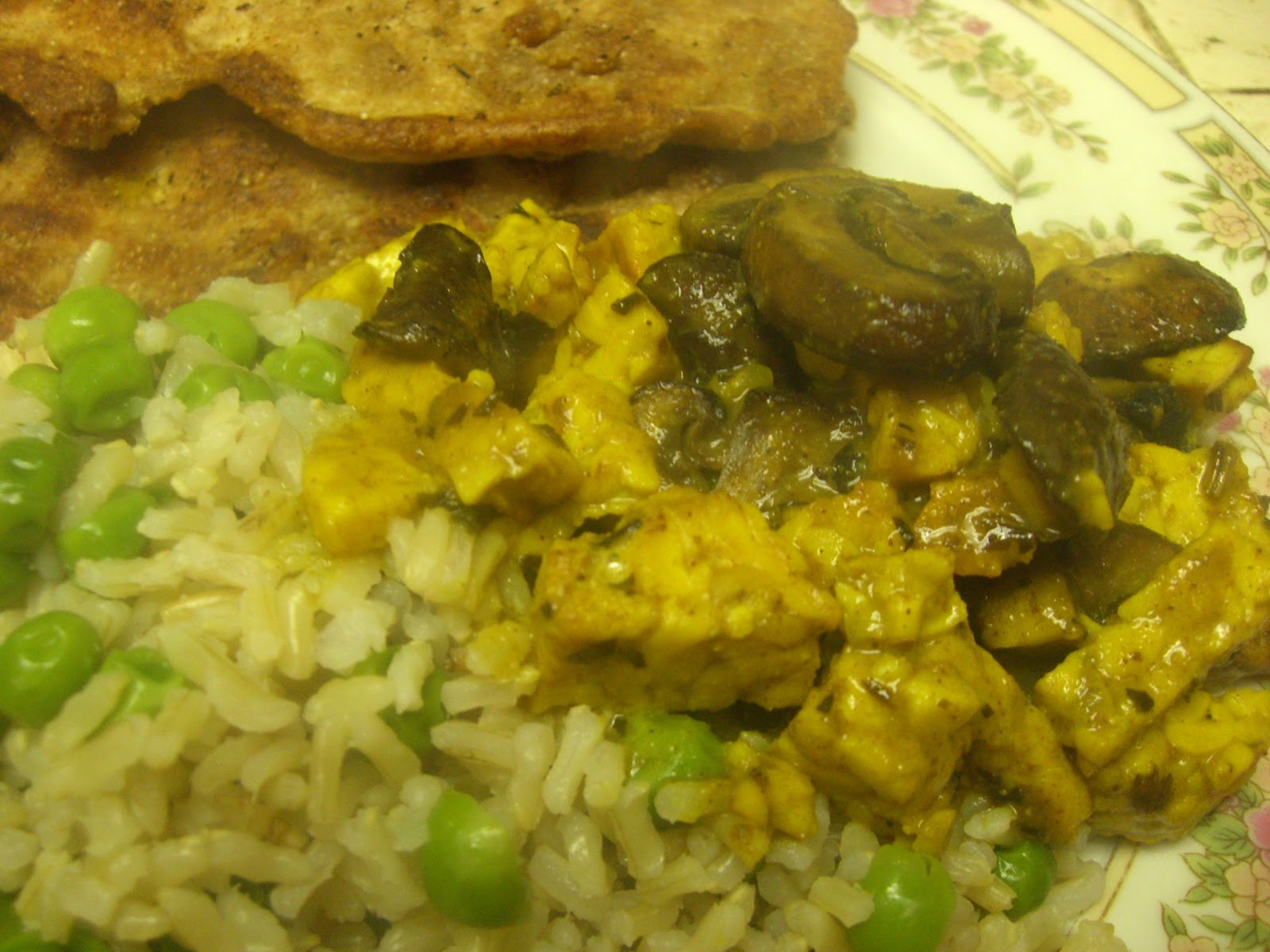 AfroVeganChick Vegan Coconut Mushroom Tempeh Curry & Garlic Naan