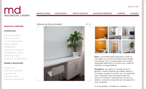 página web de la arquitecta Mónica Diago (diseño - arquitectura - interiorismo - proyectos - decoración...)