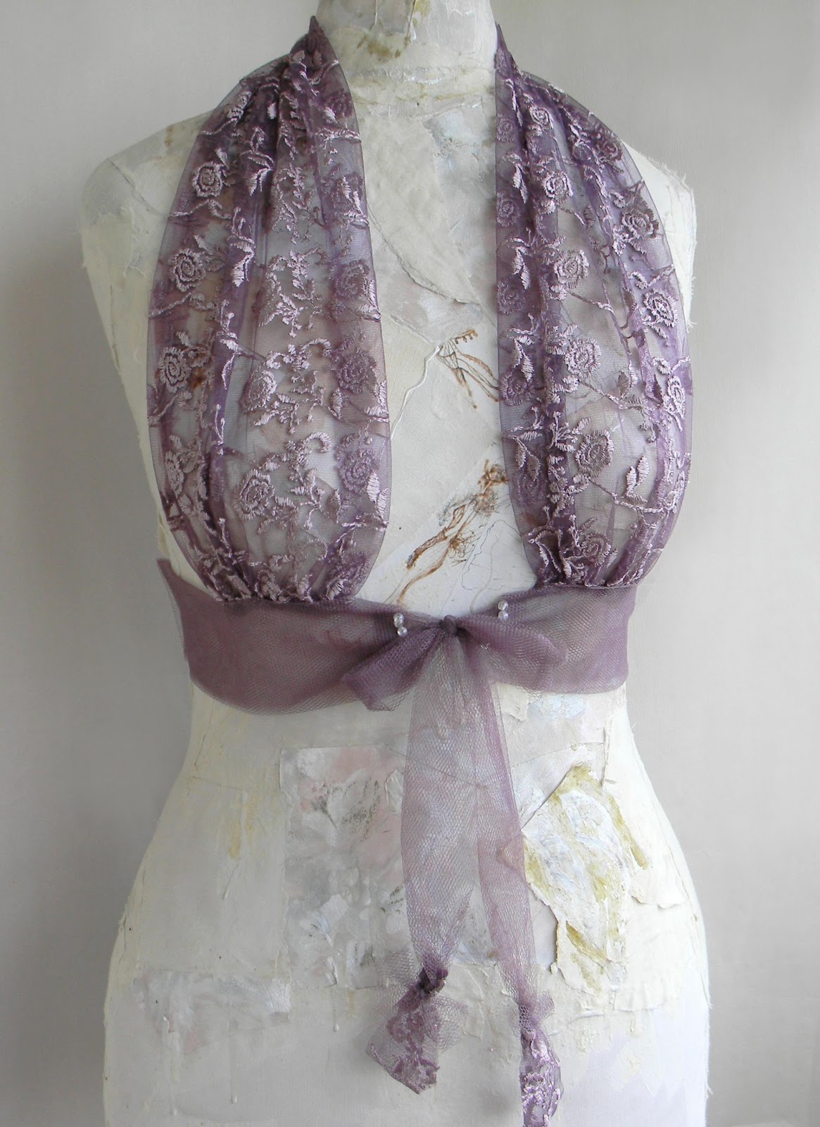Textile Body Harness Tank Top Sexy Purple Womenwear Handmade Fashion