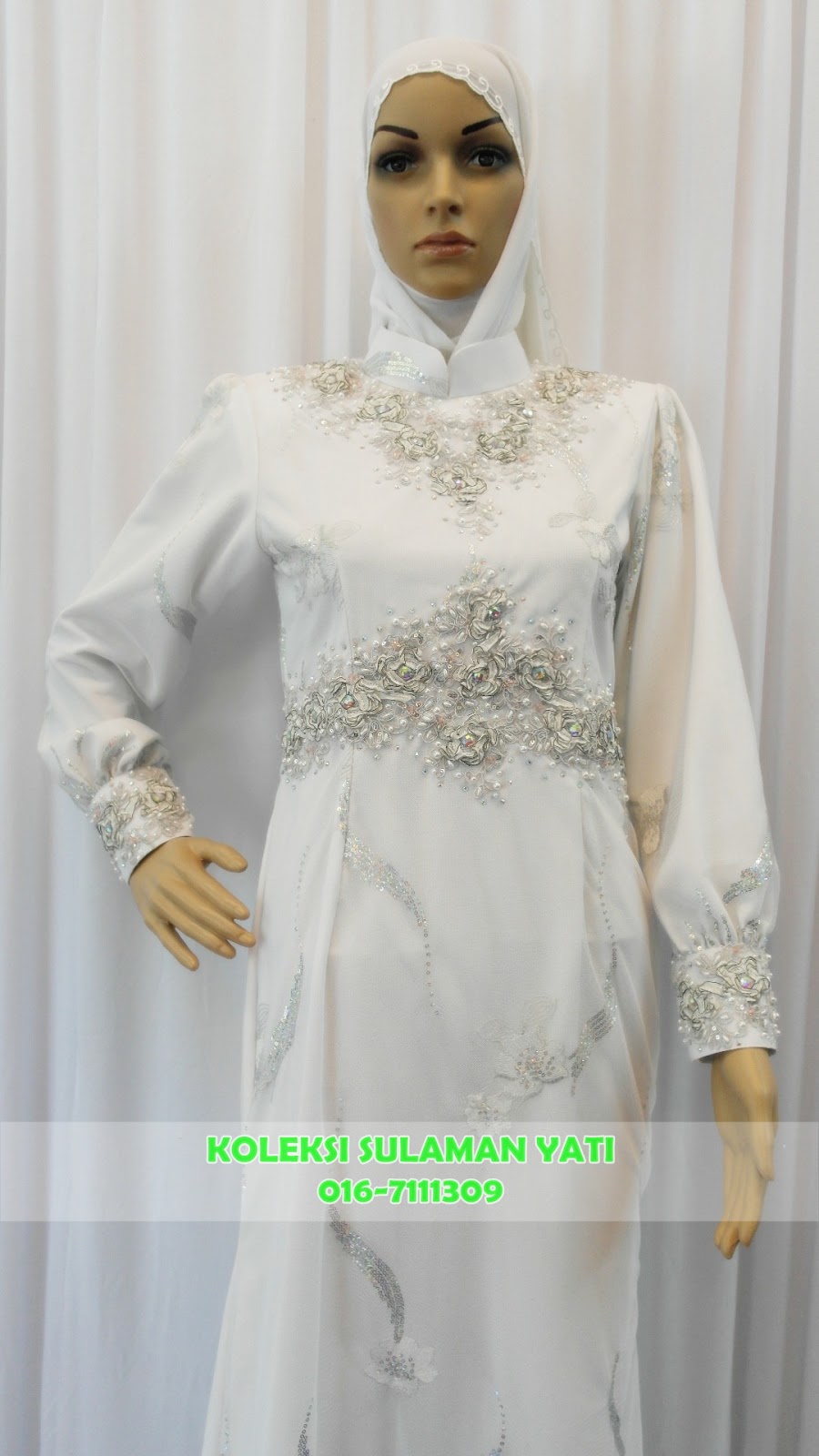 KOLEKSI SULAMAN YATI Baju Dress Pengantin Muslimah Putih KOLEKSI SULAMAN YATI Baju Dress Pengantin Muslimah Putih