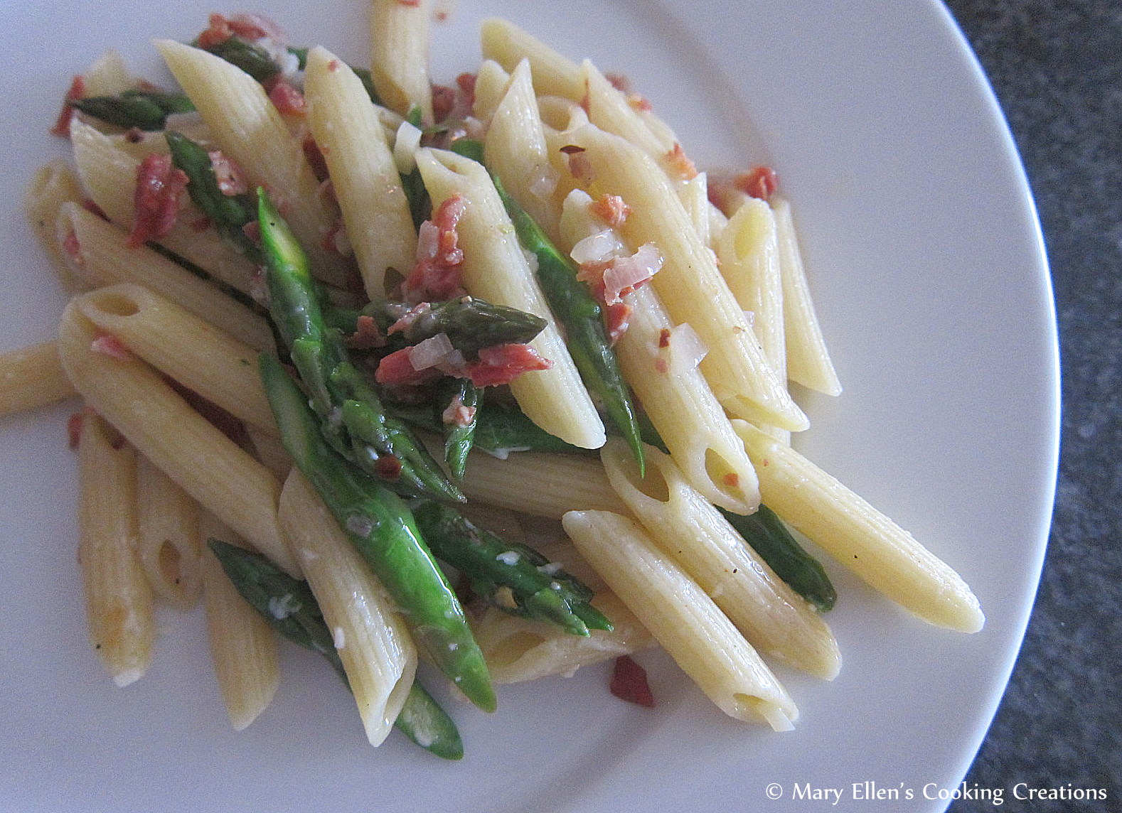 Mary Ellen's Cooking Creations Pasta with Asparagus, Sopressata, and