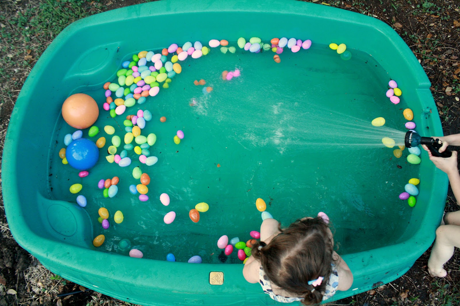 Having Fun at Home Leftover Easter Egg Idea The Pool!