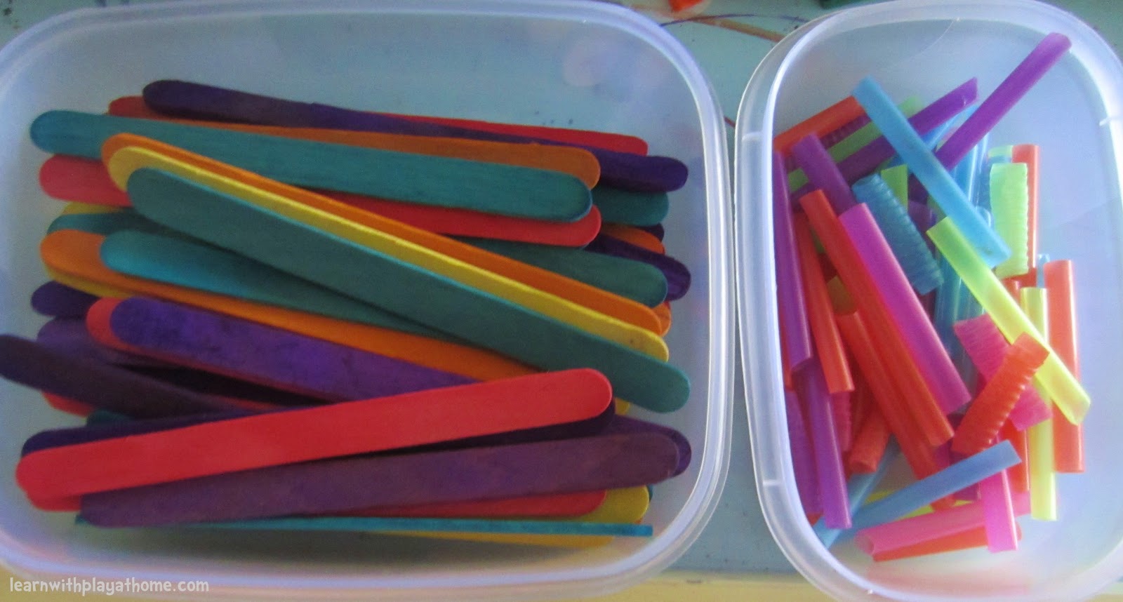 Learn with Play at Home Sticky Easel Coloured Craft Sticks and Straws