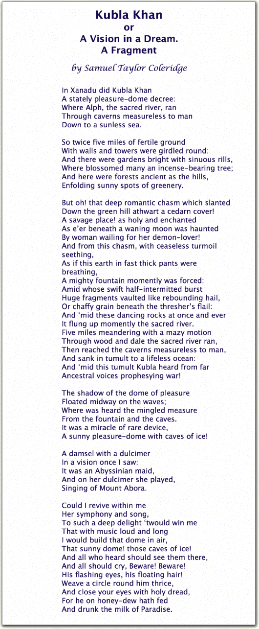 Stylistic analysis of poem kubla khan picture