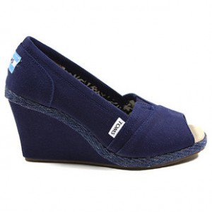 Toms shoes, Dark Blue Canvas Women's Wedges Toms shoe