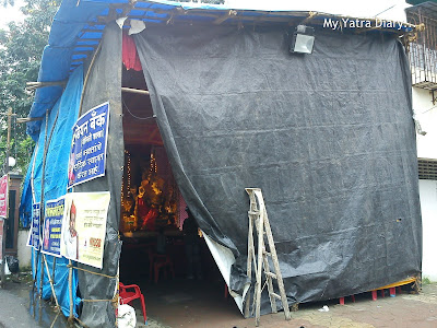 A Ganpati pandal in a housing society in Mumbai during Ganesh Chaturthi festival