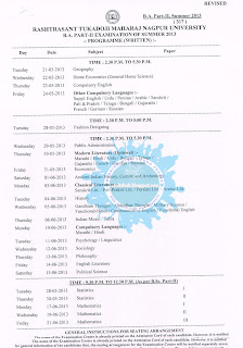 Revised Summer 2013 BA Part 2 Timetable Nagpur University