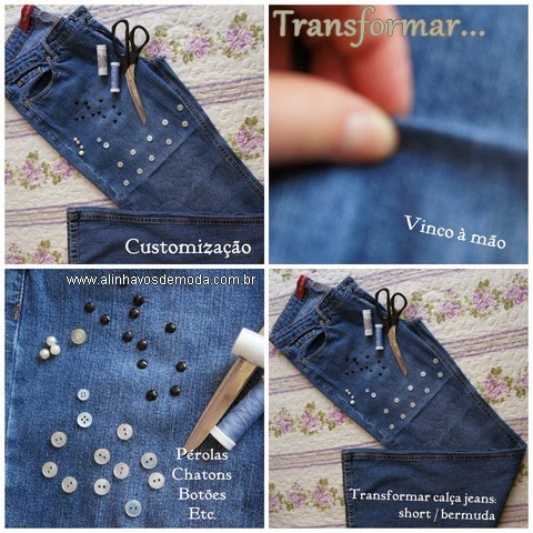 customização de calça jeans com perola