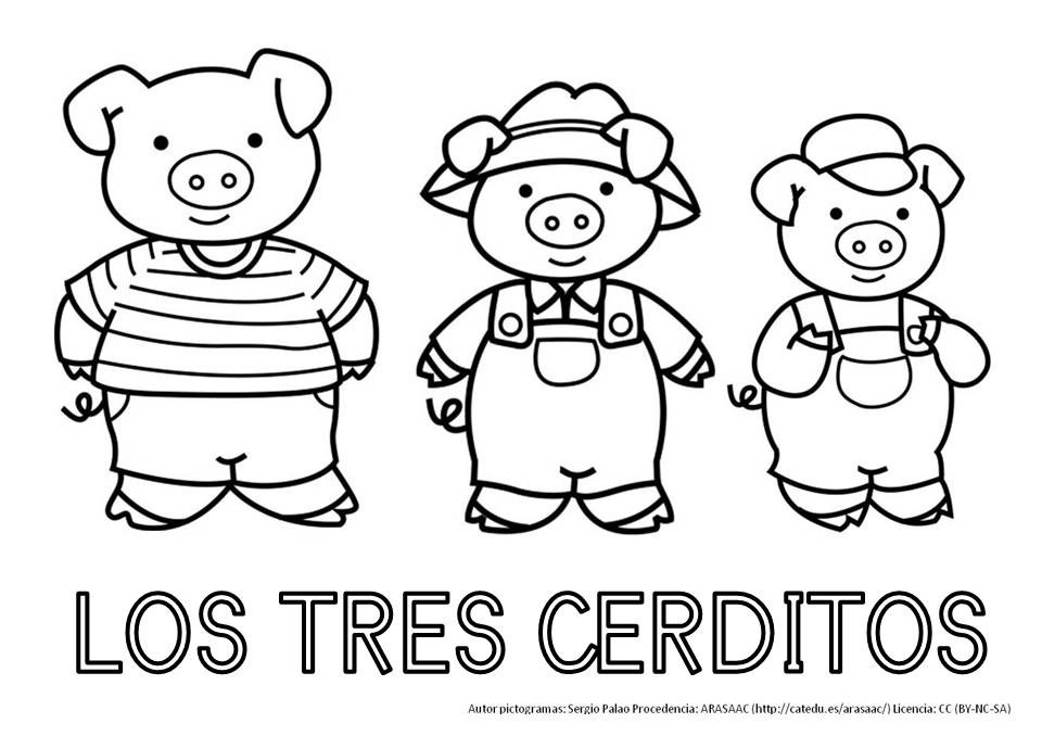 DIBUJO COLOREAR TRES CERDITOS dibujo colorear tres cerditos: