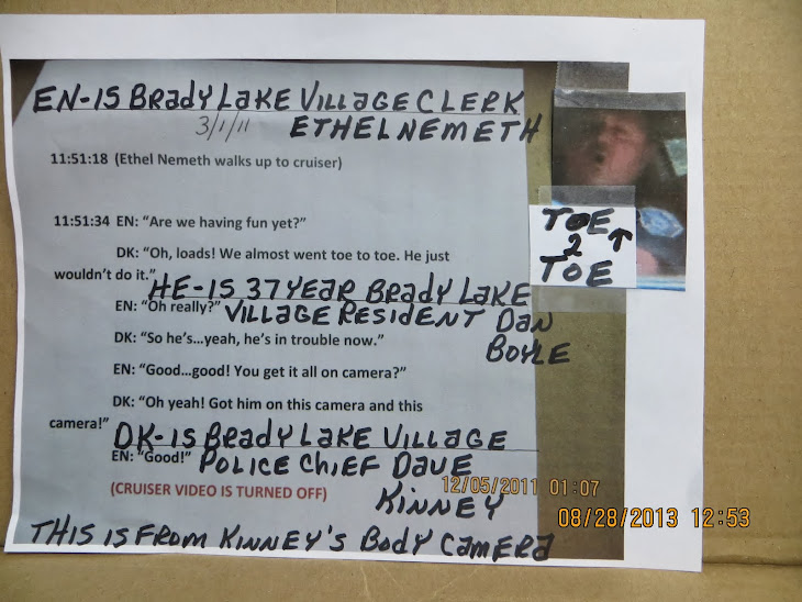 Brady Lake Village police chief Dave Kinney answers to the BLV pay check signer,Ethel Nemeth.