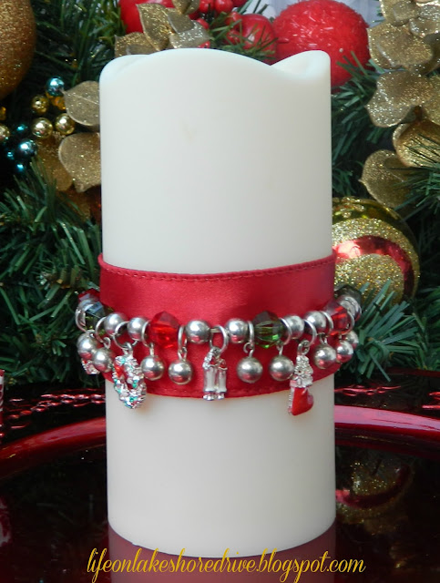 Decorate Candles with Christmas Jewelry