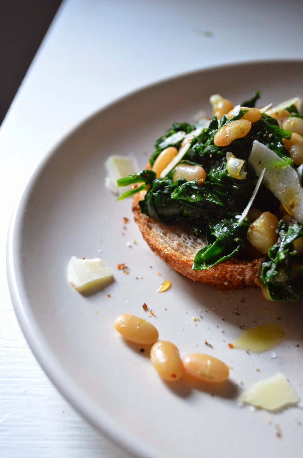 amour fou(d) white beans and spinach over toast.