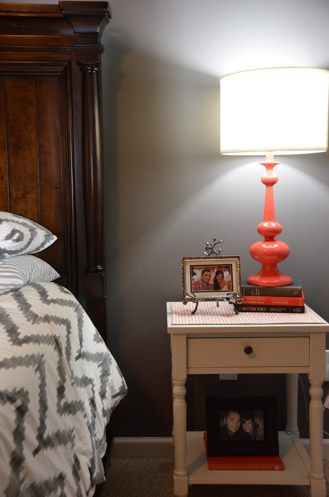{Jessica Stout Design} Coral + Gray Master Bedroom {My Home}