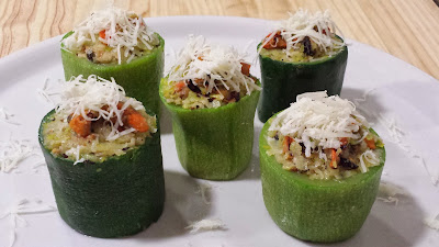 Vasos De Calabacín Rellenos De Mejillones Y Gratinados
