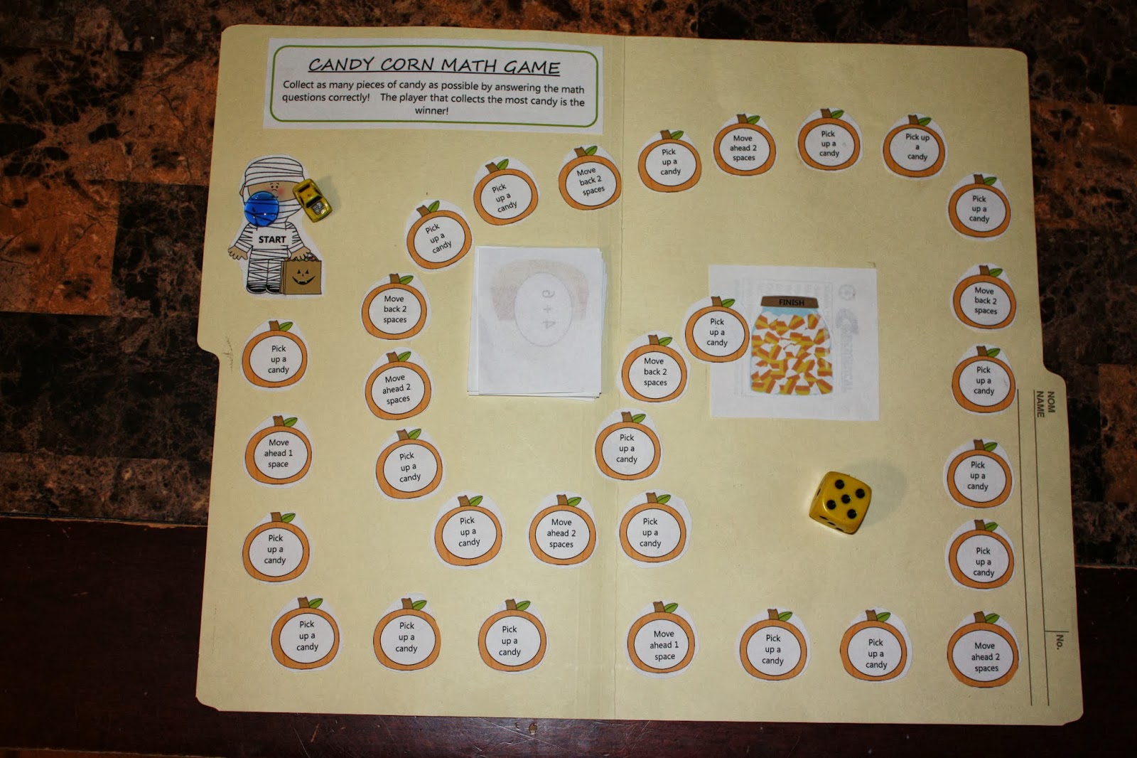 Annie's Adventures In Homeschooling! CANDY CORN FILE FOLDER MATH GAME