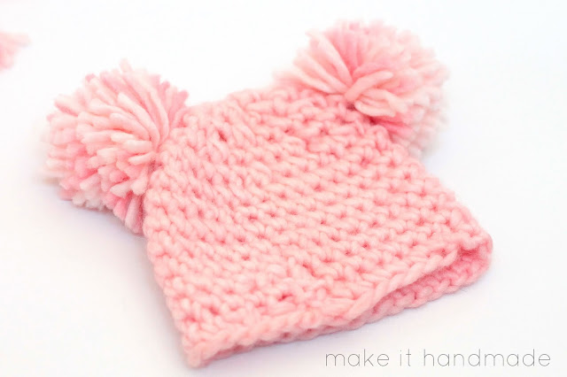 Crochet a newborn hat in just 12 rows! Free pattern and tutorial for the Bubble Gum Hat by Make It Handmade. 