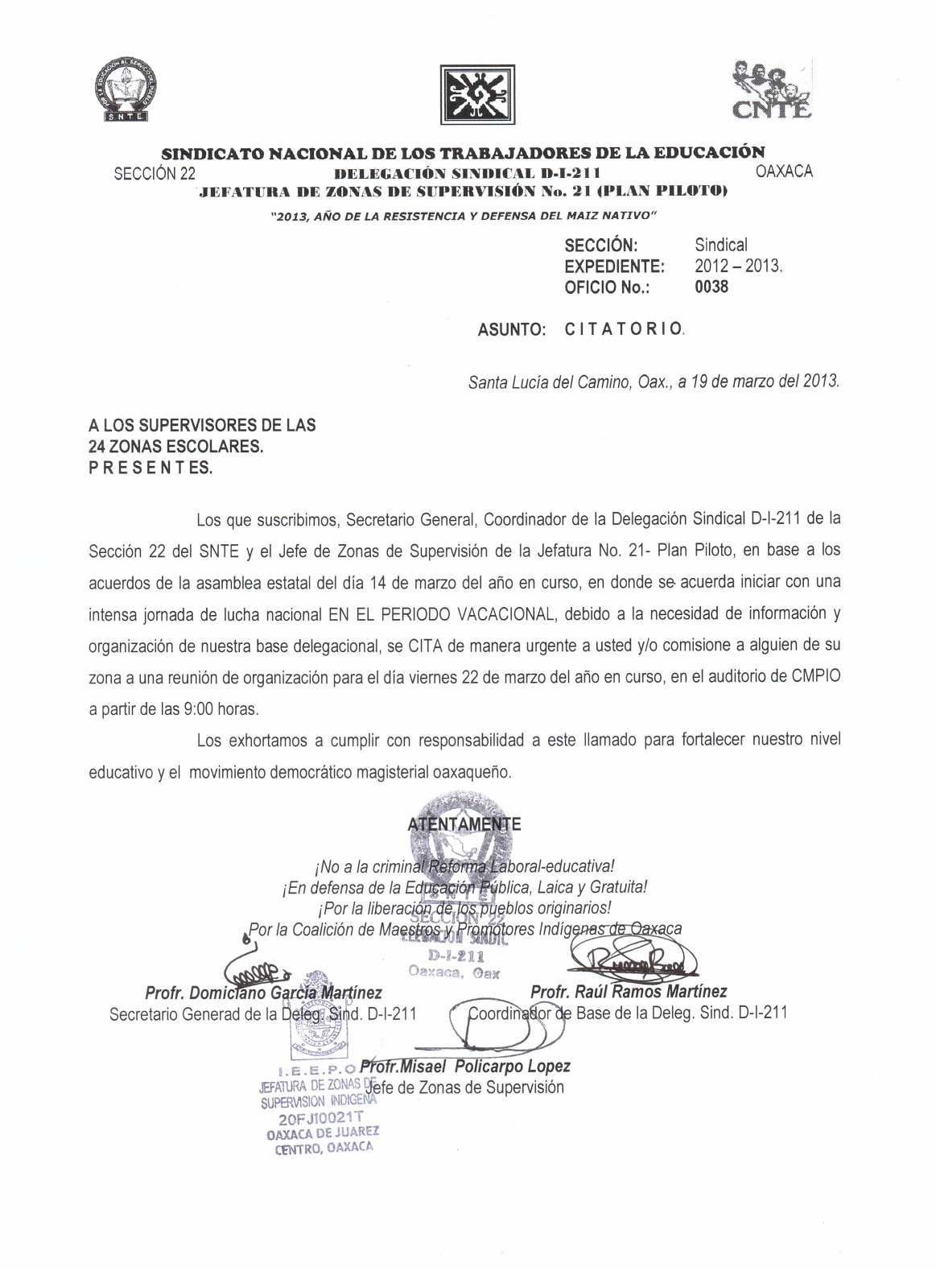 formato de citatorio para reunion