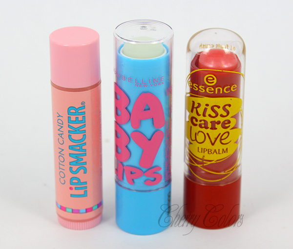Comparison Lip smacker, Baby lips and Essence lip balm Cherry Colors Cosmetics Heaven!