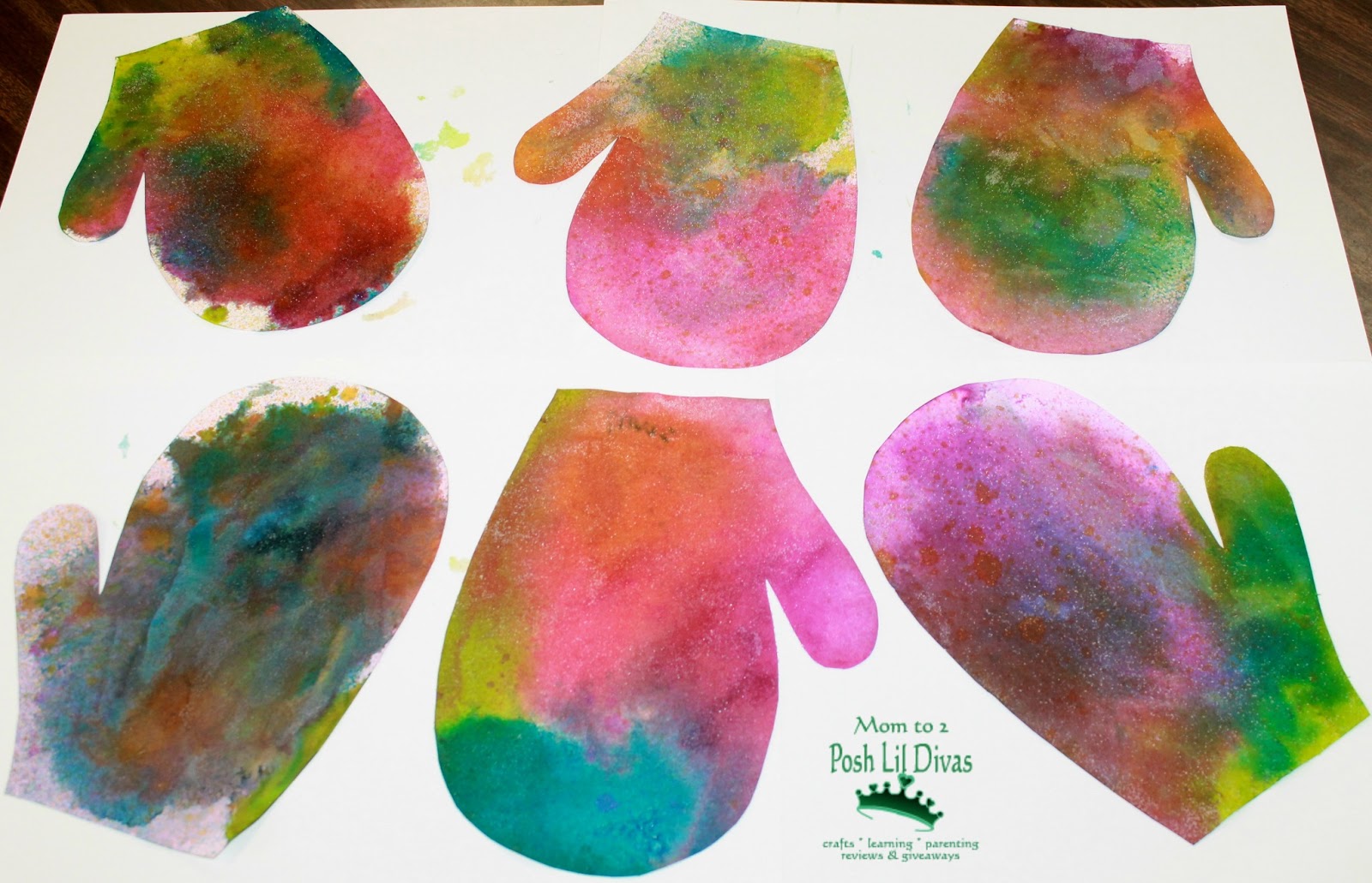 Between the spray painting and the salt our finished mittens had