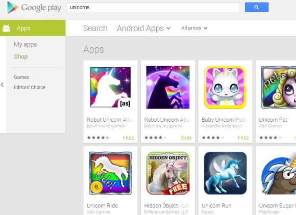 Google Play's Unicorns Easter