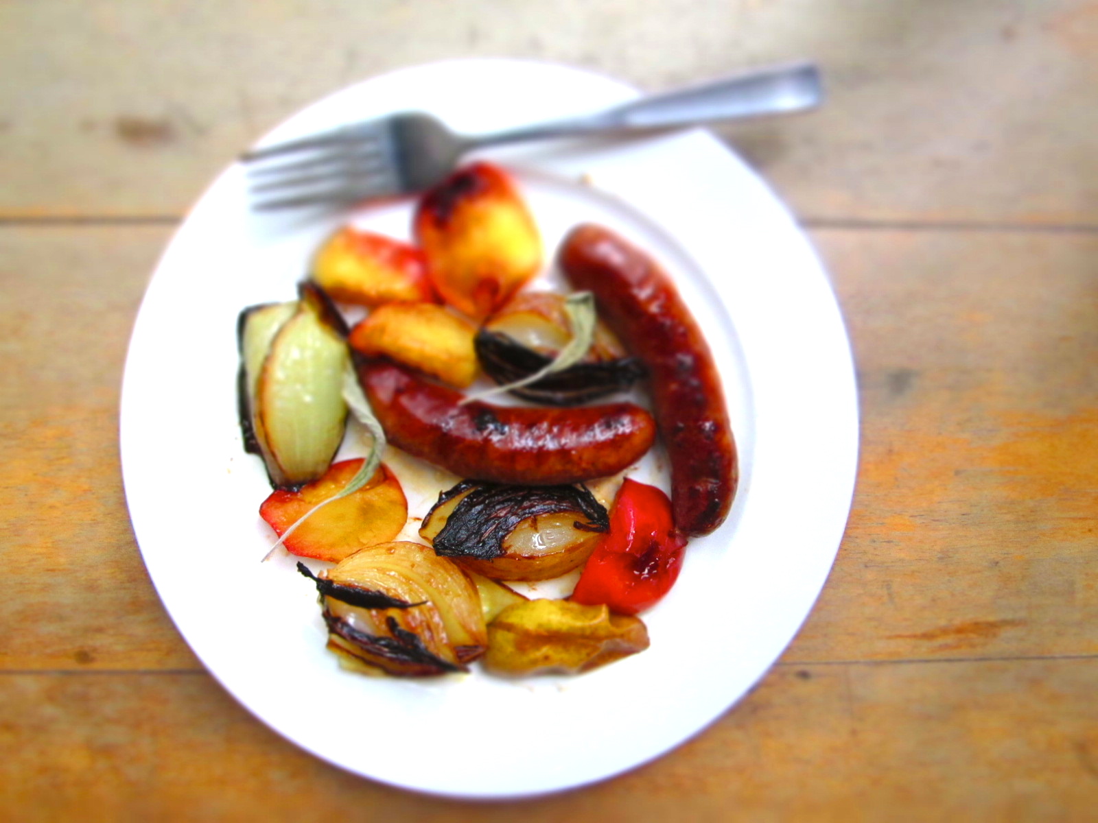 Milk & Mode Sausages with Apples and Onions