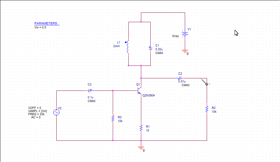 Class C Power Amplifier circuit with Voltage Parameter Sweep Class C Power Amplifier circuit with Voltage Parameter Sweep