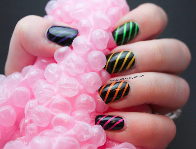 Nails4Dummies - Neon Stripes Tape Nails