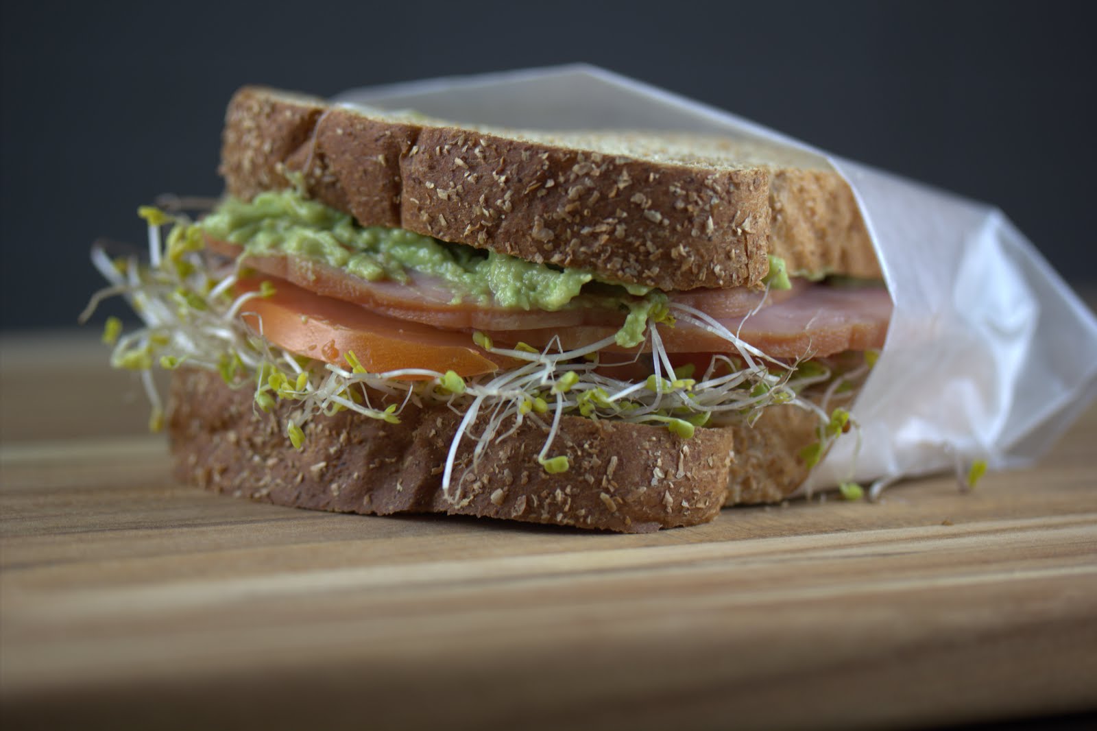 Avocado Sprout Ham Sandwich A Zesty Bite