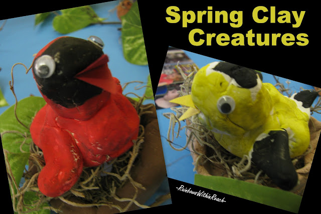 preschool art, clay bird, early childhood, spring projects for children