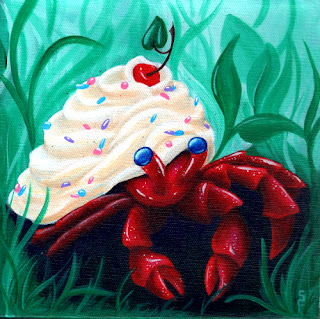 Crab Cake Acrylic Painting