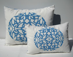 Blue monogram pillow