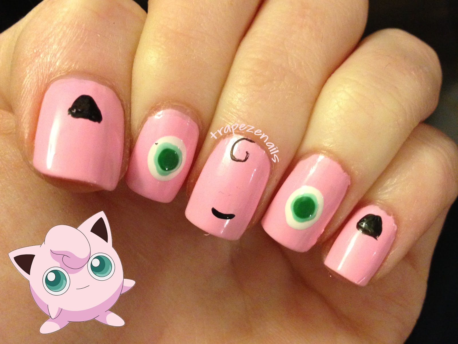 Trapeze Tutorial Jigglypuff Nails!