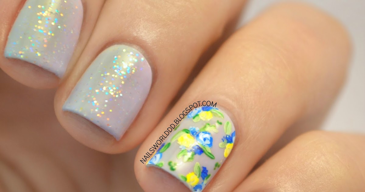 NAILS WORLD: PASTEL LILAC AND FLORAL NAIL ART