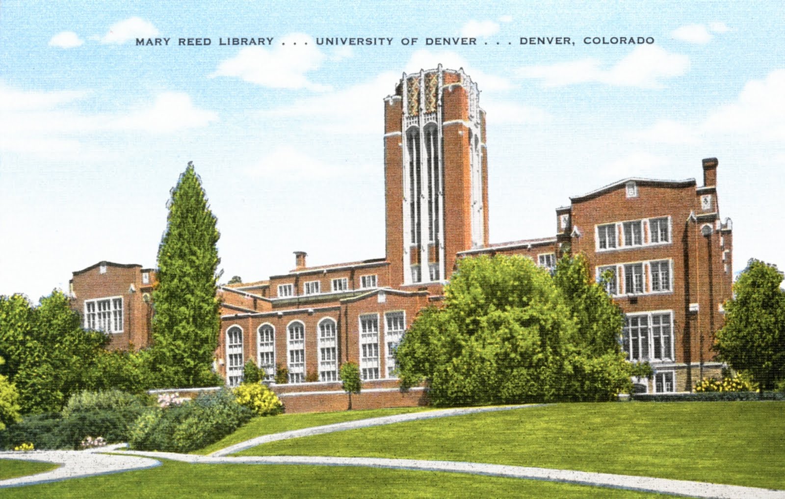 Library Postcards Mary Reed Library, University of Denver, Denver