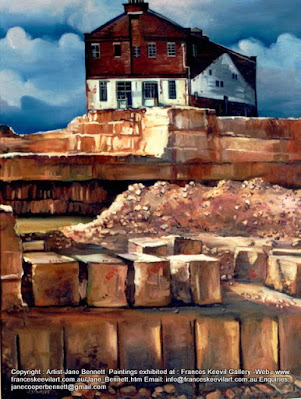 plein air oil painting of sandstone, McCaffrey's stables, Pyrmont painted by industrial heritage artist Jane Bennett plein air oil painting of sandstone, McCaffrey's stables, Pyrmont painted by industrial heritage artist Jane Bennett