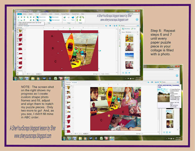 Sher Your Scraps Puzzle Collages custom shape puzzles in SBC