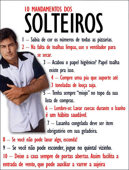 SOLTEIROS,MANDAMENTOS,HOMEM