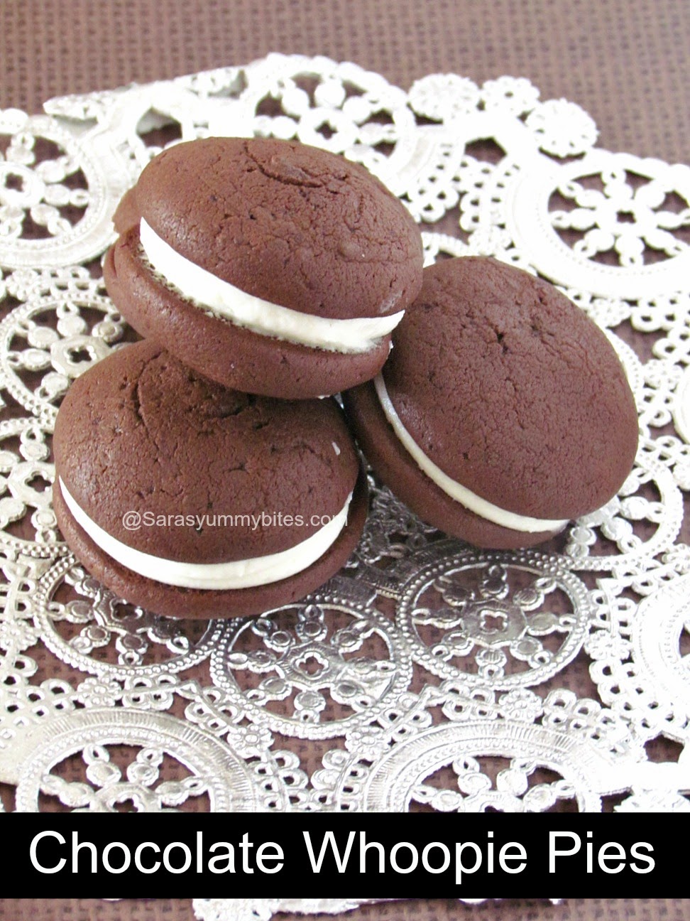 Chocolate Whoopie Pies with Cream Cheese Filling SarasYummyBites