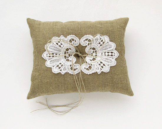 Pillow with Lace Applique, свадебная подушка Burlap Pillow, свадебная подушка
