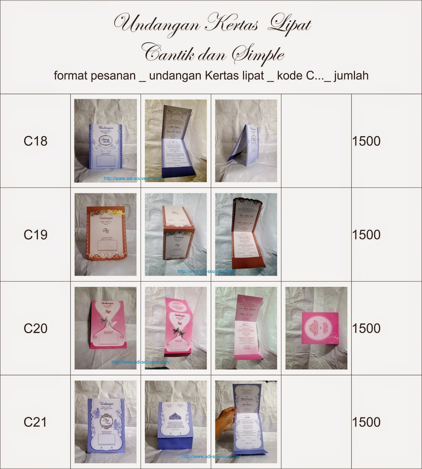 undangan kertas lipat undangan kertas adi souvenir
