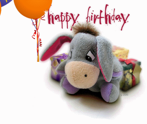 animated free gif: a small donkey with colored balloons happy birthday wish  3d free download e-card gif animation......*Funny Happy Birthday Cards* ...  with animated text messages, emotion icons, smileys, gifs, music, quotes,