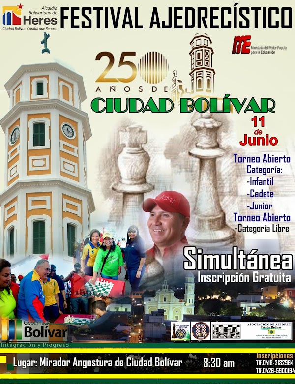 Todo un éxito Torneo de Ajedrez 250 Aniversario de Ciudad Bolívar Todo un éxito Torneo de Ajedrez 250 Aniversario de Ciudad Bolívar