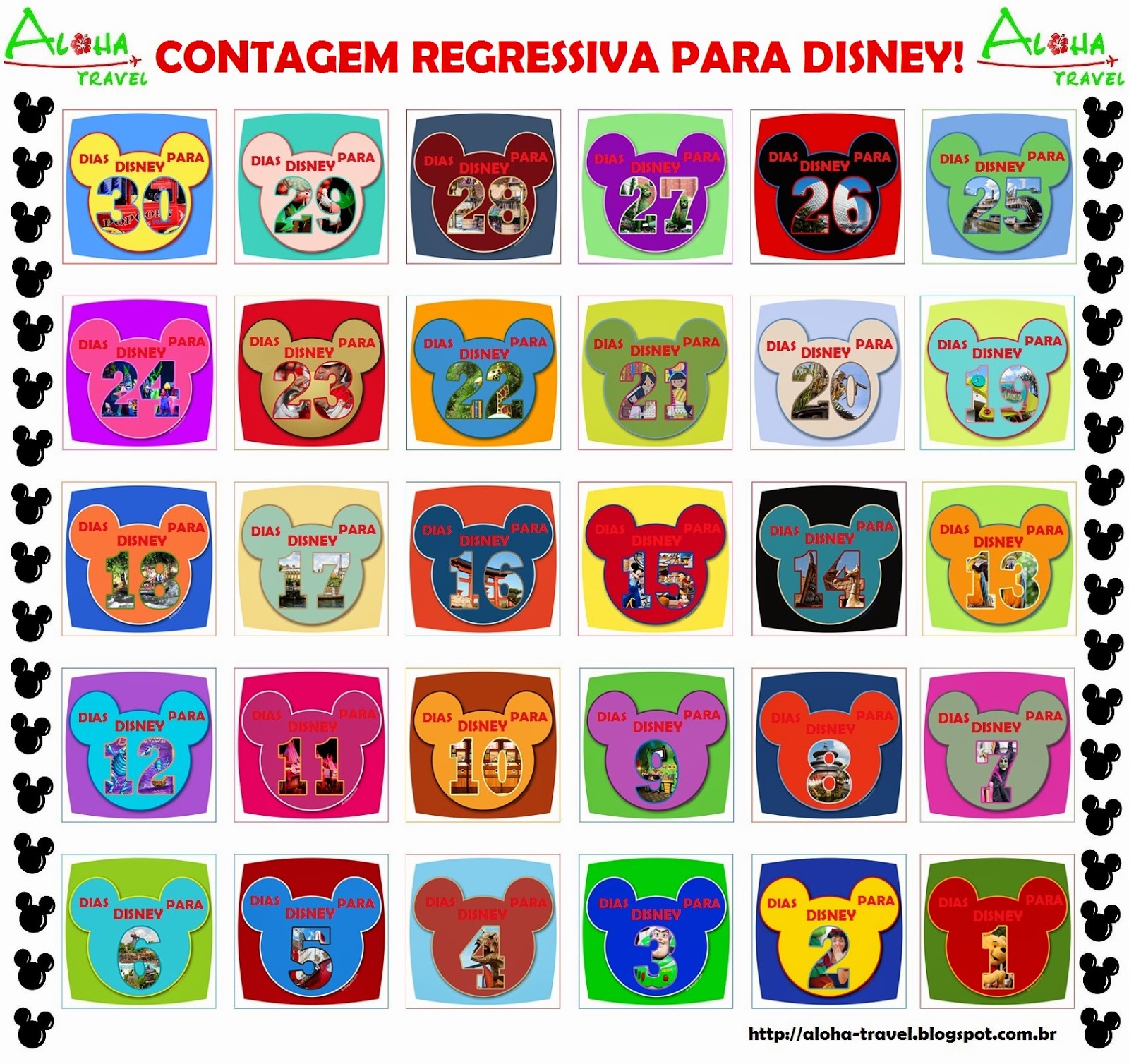 Calendário Contagem Regressiva Disney! ALOHA TRAVEL