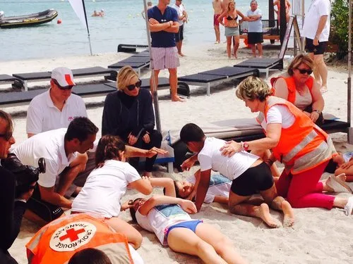 Prince Albert and Princess Charlene of Monaco visited Palombaggia beach as part of Water Safety in the Corsica.