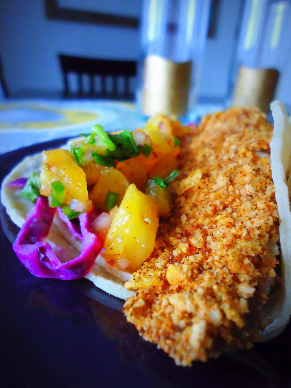 Foodie & Fabulous Crunchy Tilapia Tacos with Red Cabbage Slaw and