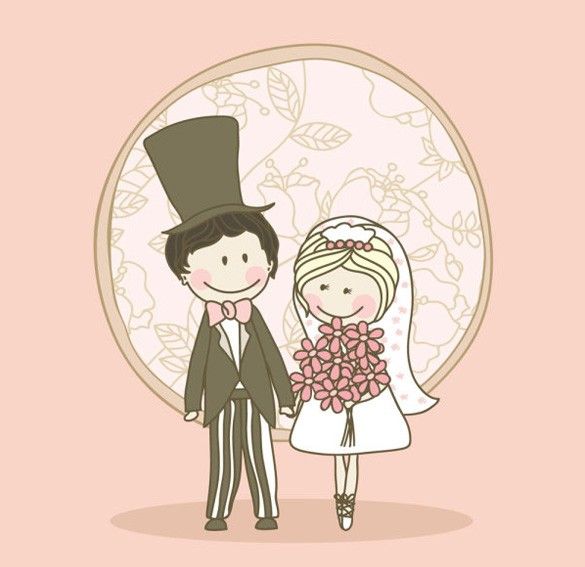 Sweet Images of a Toon Wedding Couple in Different Versions. | Oh My