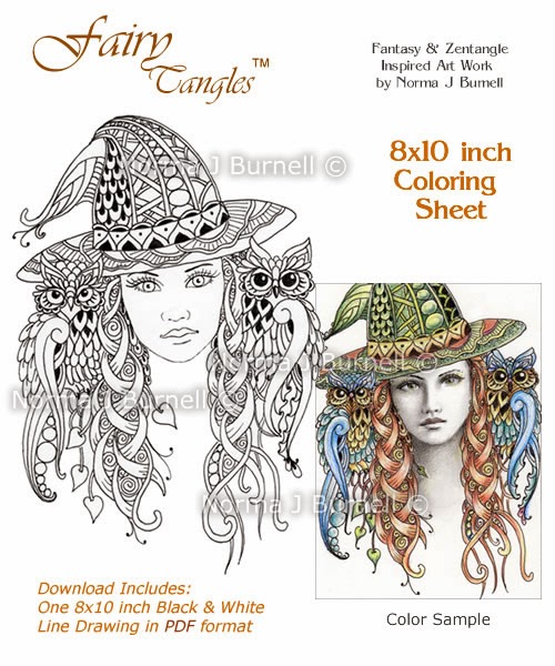 Fairy Tangles: 2 New Fairy Tangles™ Coloring Sheets in My Etsy Store