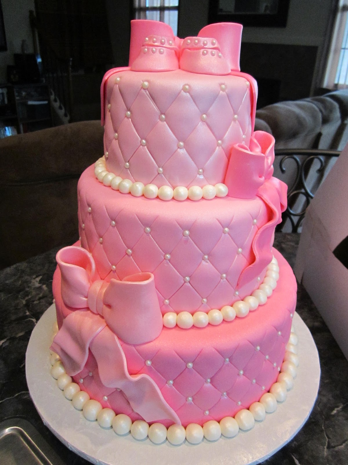 MyMoniCakes Pink & Pearls Baby Shower Cake