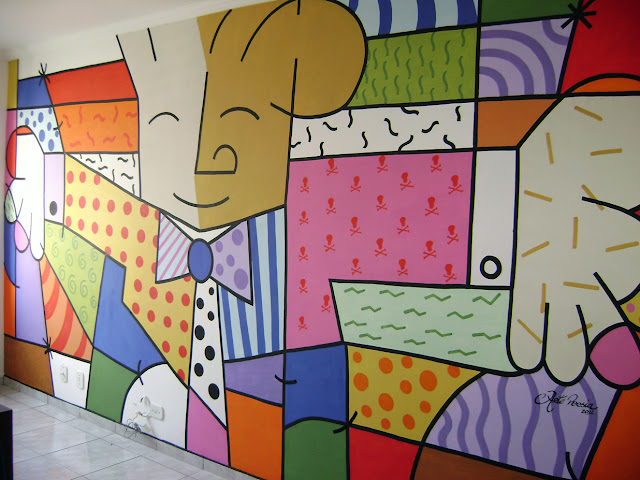 decoracao de interiores sala apartamento: de Romero Britto. Pintura interna em parede da sala de apartamento decoracao de interiores sala apartamento: de Romero Britto. Pintura interna em parede da sala de apartamento