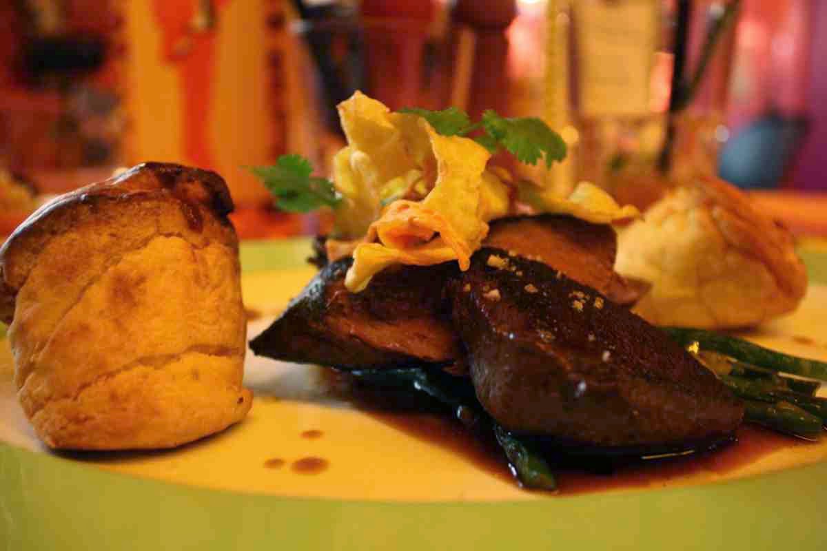 Healthy and tasty: ostrich steak with Yorkshire pudding